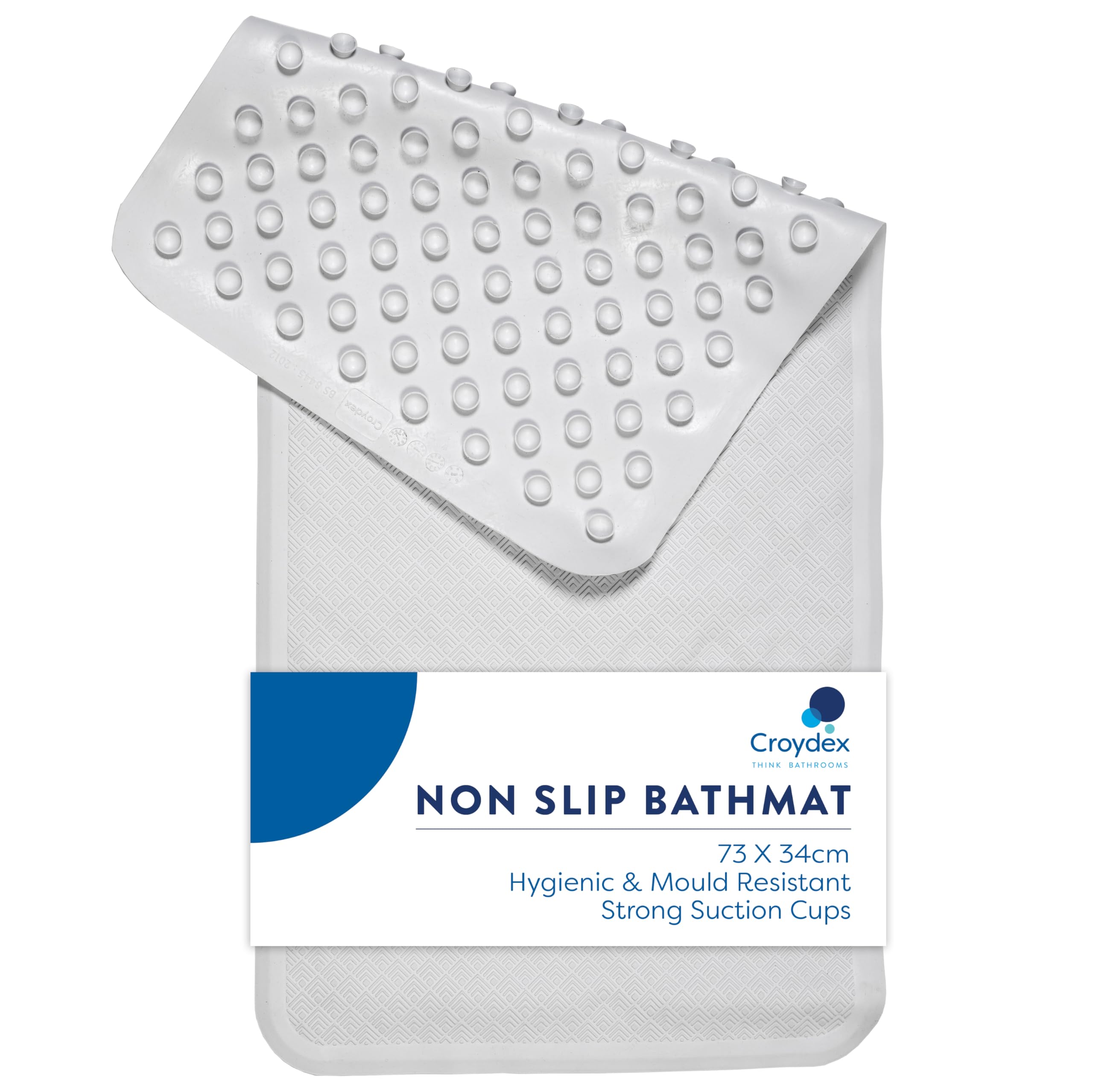 Croydex Rubagrip Bath Mat Non Slip Anti Mould for Inside Bath - Slip Resistant with Secure Grip Suction Cups, Easy to Clean, Made from Natural Rubber, Anti-Bacterial Hygiene 'N' Clean (Medium)