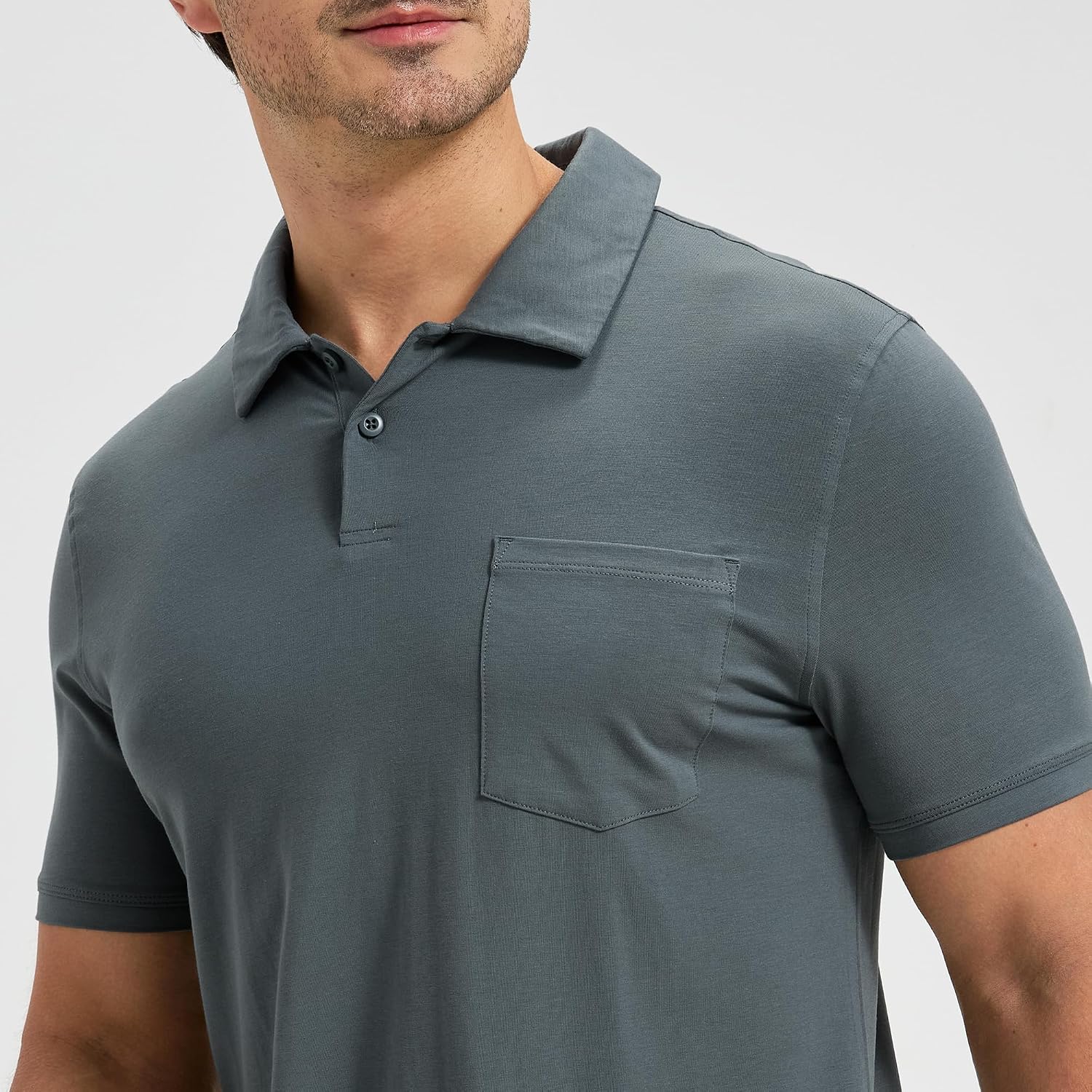 netdraw Mens Ultra Soft Bamboo Viscose Pocket Polo, Lightweight Cooling Performance Golf Shirt