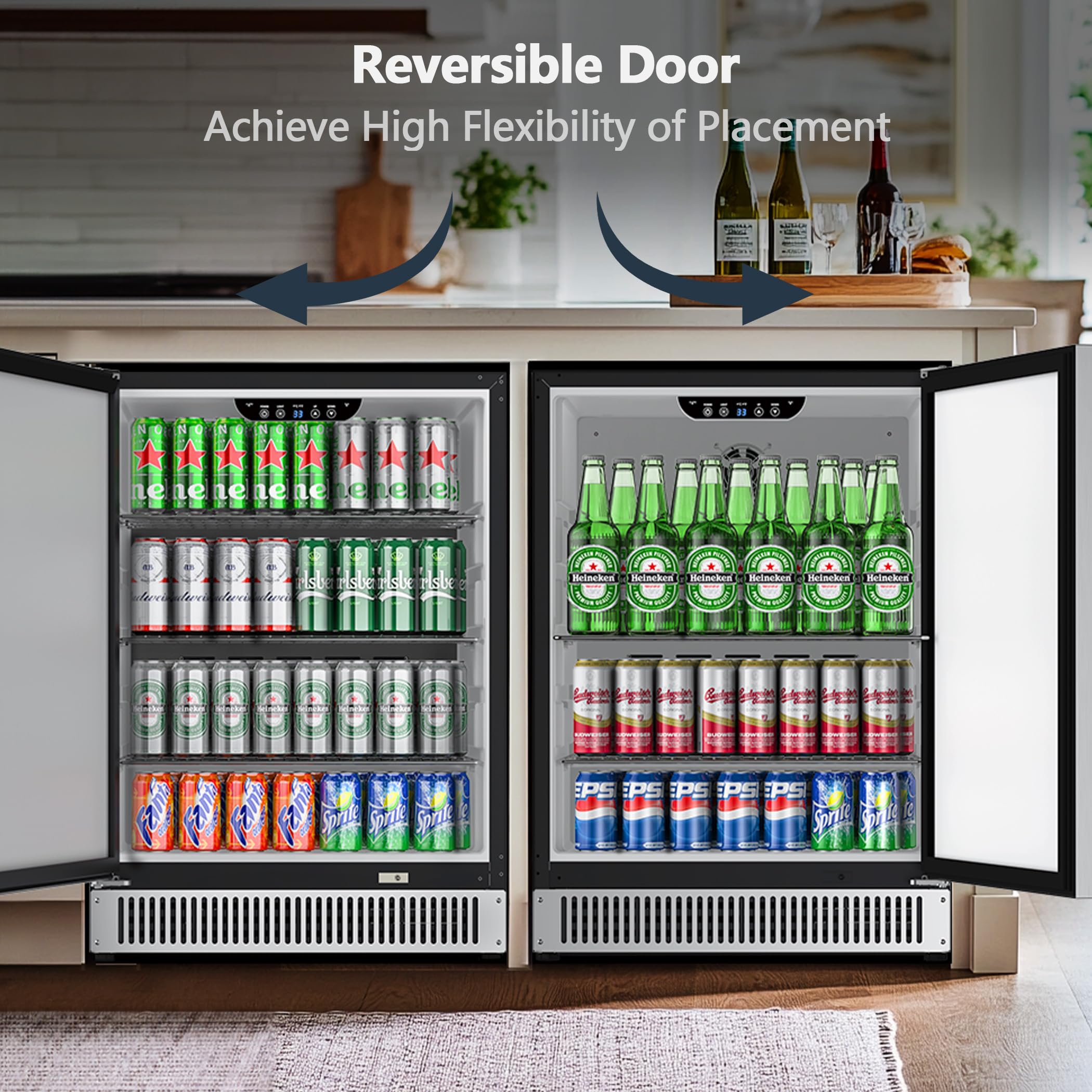 24 Inch Beverage Refrigerator Cooler Under Counter 180 Cans