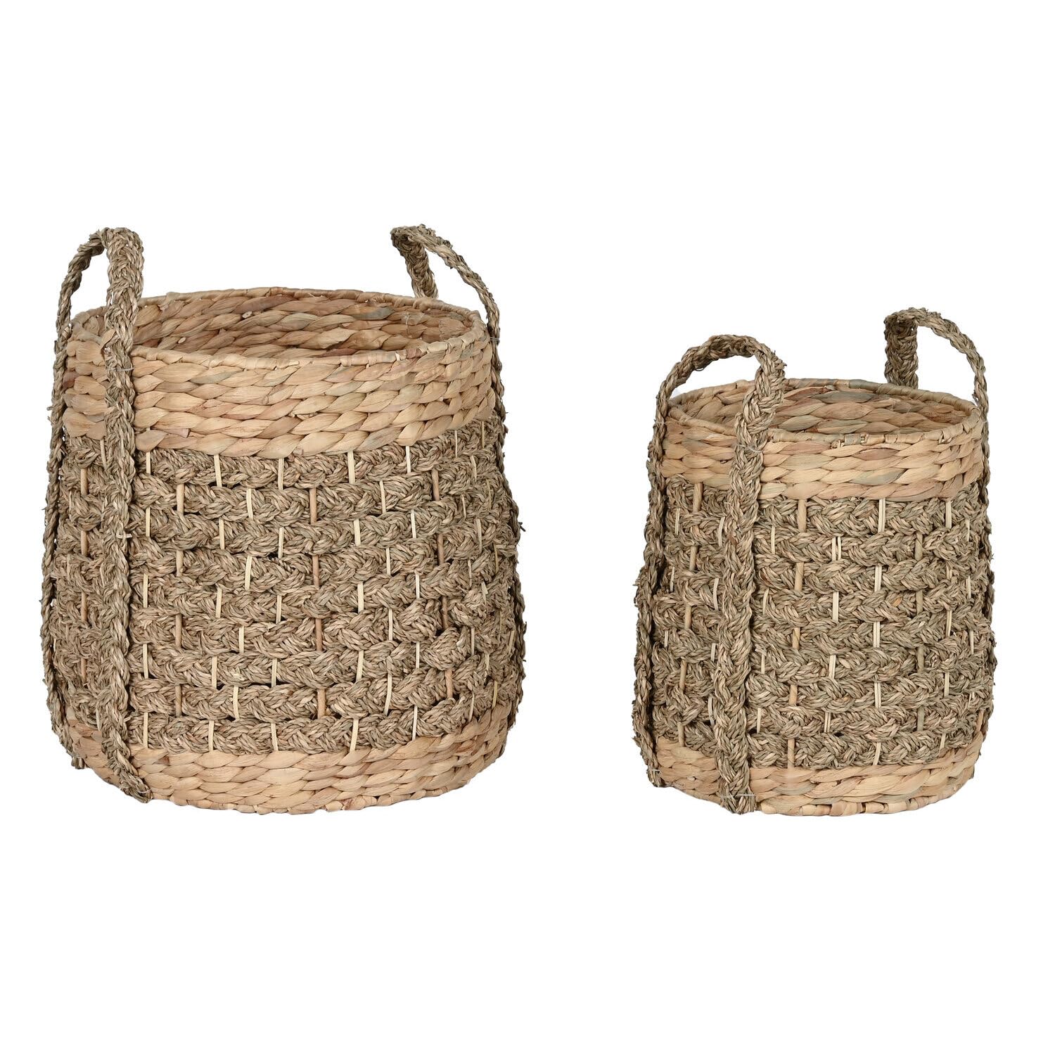 Basket Set of 2 Seagrass Fibre 35 x 35 x 45 cm Natural
