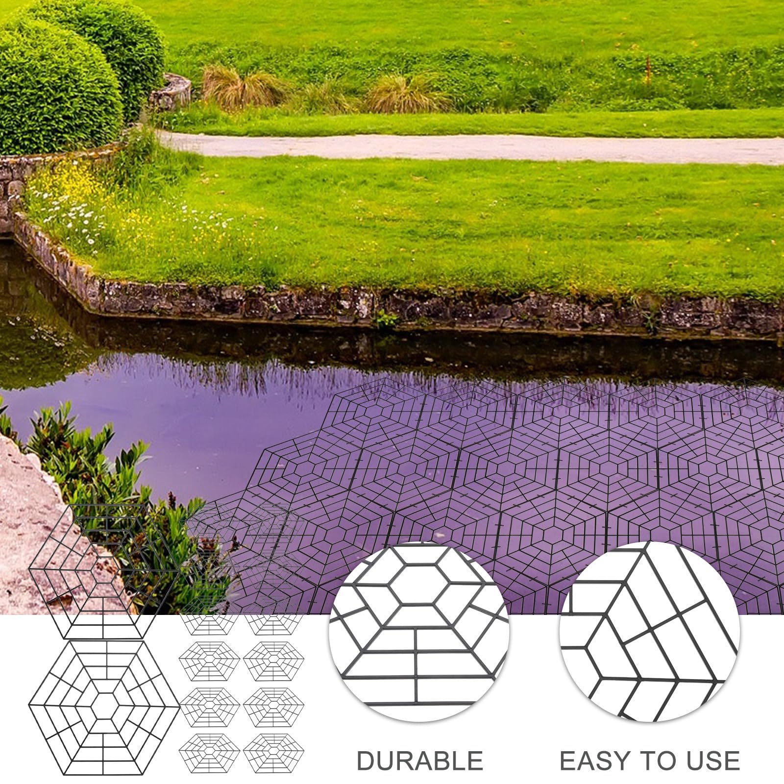 30 Unidades Red Protectora de Plástico para Estanques Forma Hexagonal, Material PP Resistente y Combinable para Mantener Seguros los Peces en Exteriores