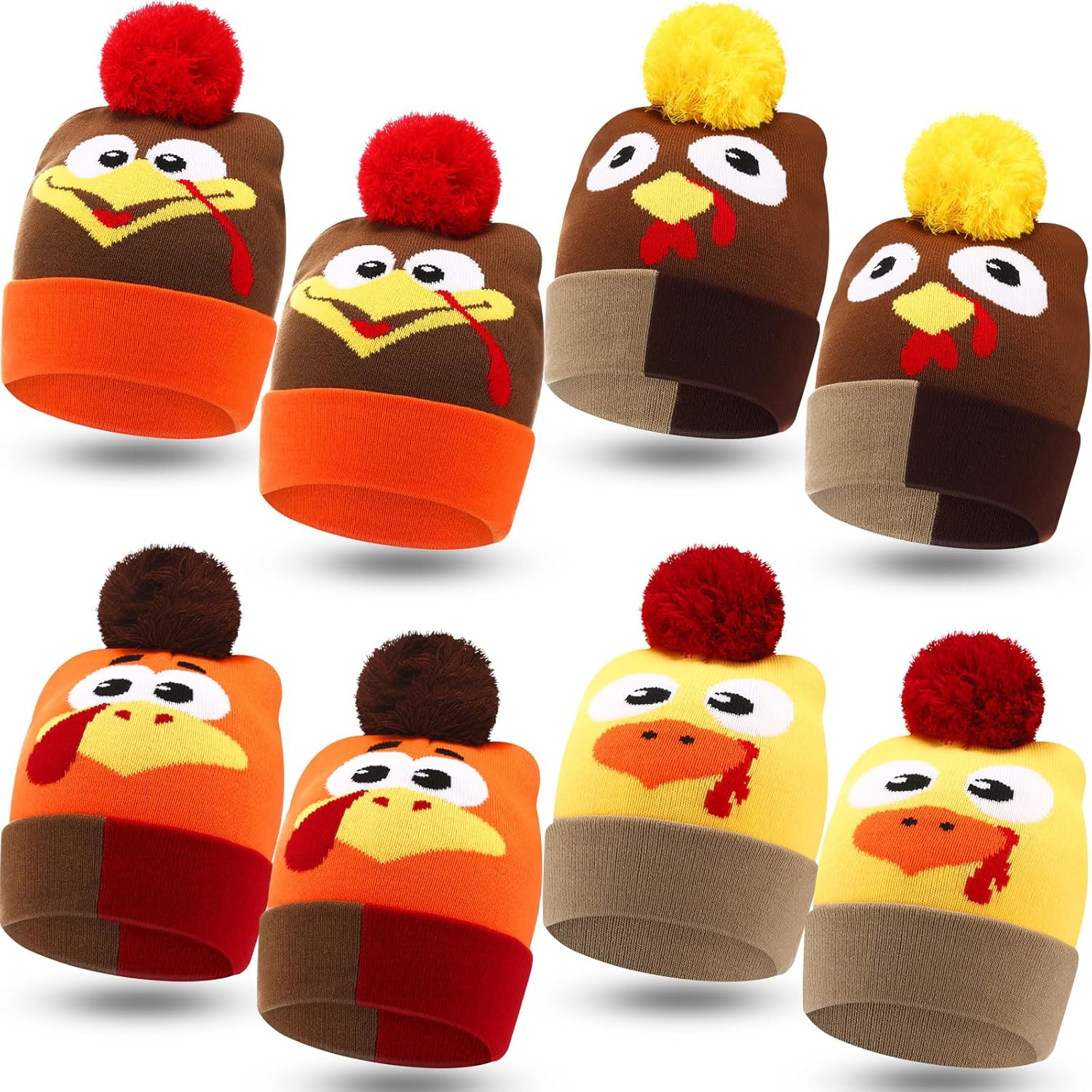 Liitrsh Thanksgiving Turkey Beanie Hats Turkey Trot Running Hats Knitted Caps for Thanksgiving Winter Costume Accessory