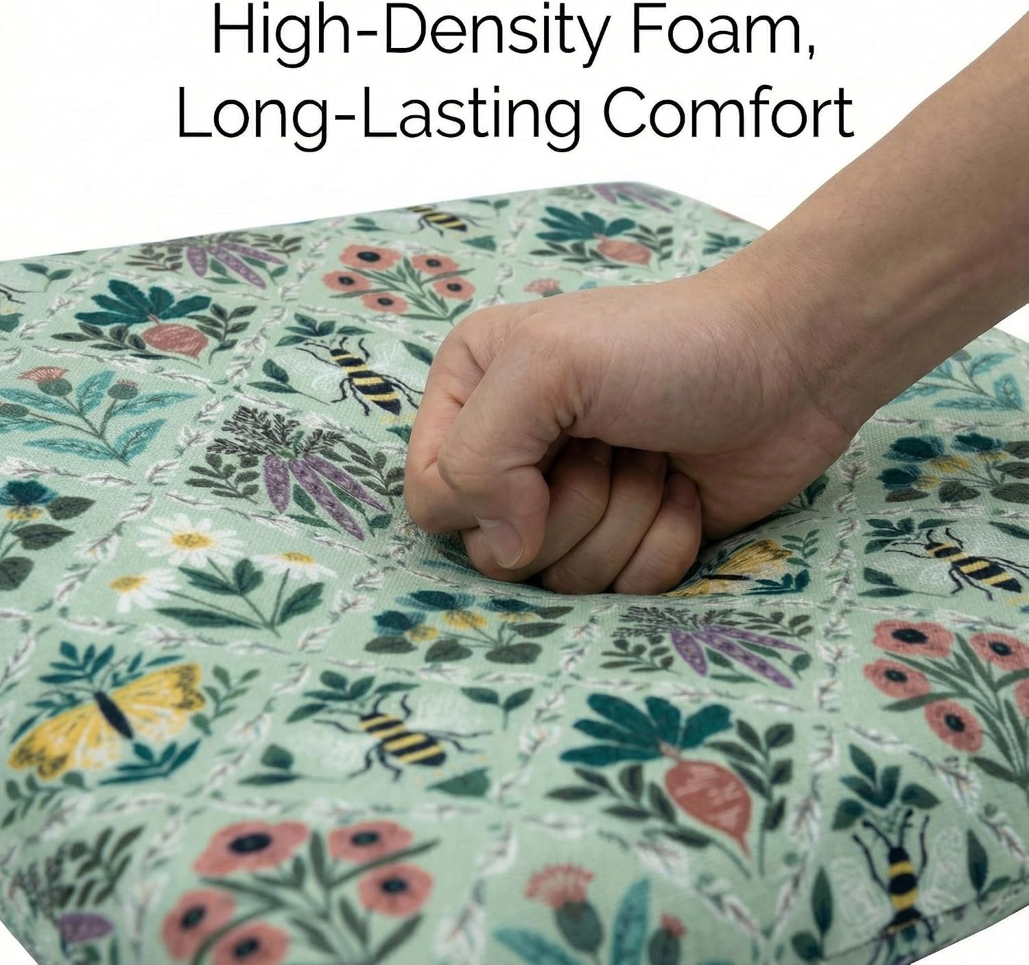 Outdoor Dining Chair Cushions 20x20x2.5 Inch 2 Pack, Water repallent Square Patio Seat Cushions, UV Resistant Fade Proof Outdoor Chair Pads for Garden Deck Porch Dining Furniture,Green Floral