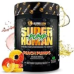 ALPHA LION Superhuman Pump Pre Workout Powder, Nootropic Caffeine & Stim Free Preworkout Supplement, Nitric Oxide Booster, Muscle Gainer, Energy & Focus (42 Servings, Peach Pumps Flavor)