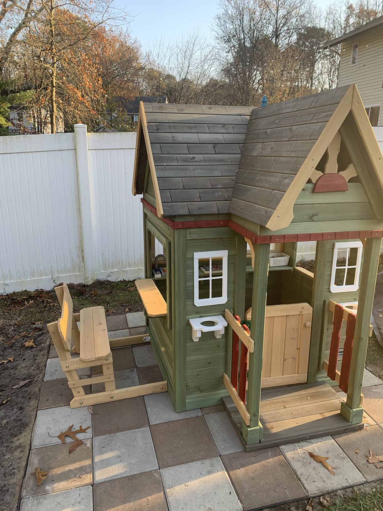 49/mo Finance Backyard Discovery Victorian Inn All Cedar Outdoor Wooden Playhouse, Perfect