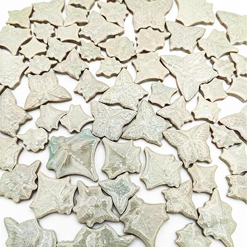 Miniatura 3 de Mosaico de cerámica de libélula + abeja + mariposa agrietado de hielo de 1.1 libras, piedras para hacer mosaicos, pasatiempos hechos a mano para