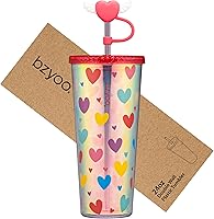 Vista 14 de bzyoo Vaso SIP de 24 oz con Tapa de Popote en Forma de Corazón con Alas – Vaso Iridiscente de Diseño Lindo DotDot, Taza Libre de BPA con Tapa