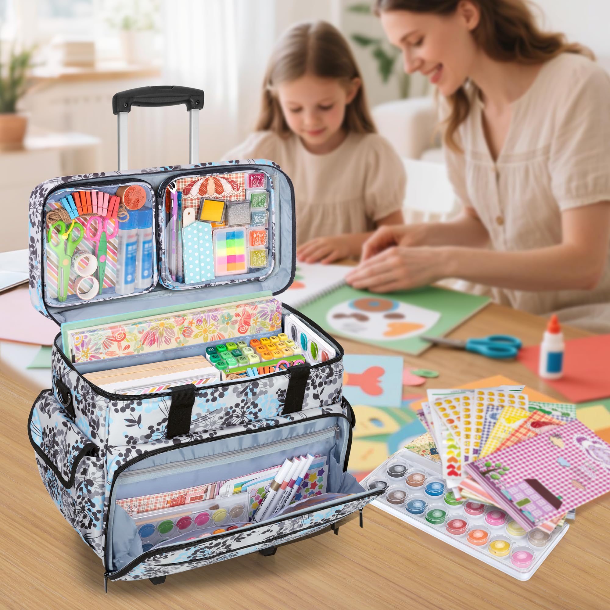 Teamoy Sac à roulettes pour Album-Souvenir avec Roues Amovibles, Sac pour matériel Artistique, Sac à roulettes pour Artiste, Artisan ou Enseignant,Pissenlit