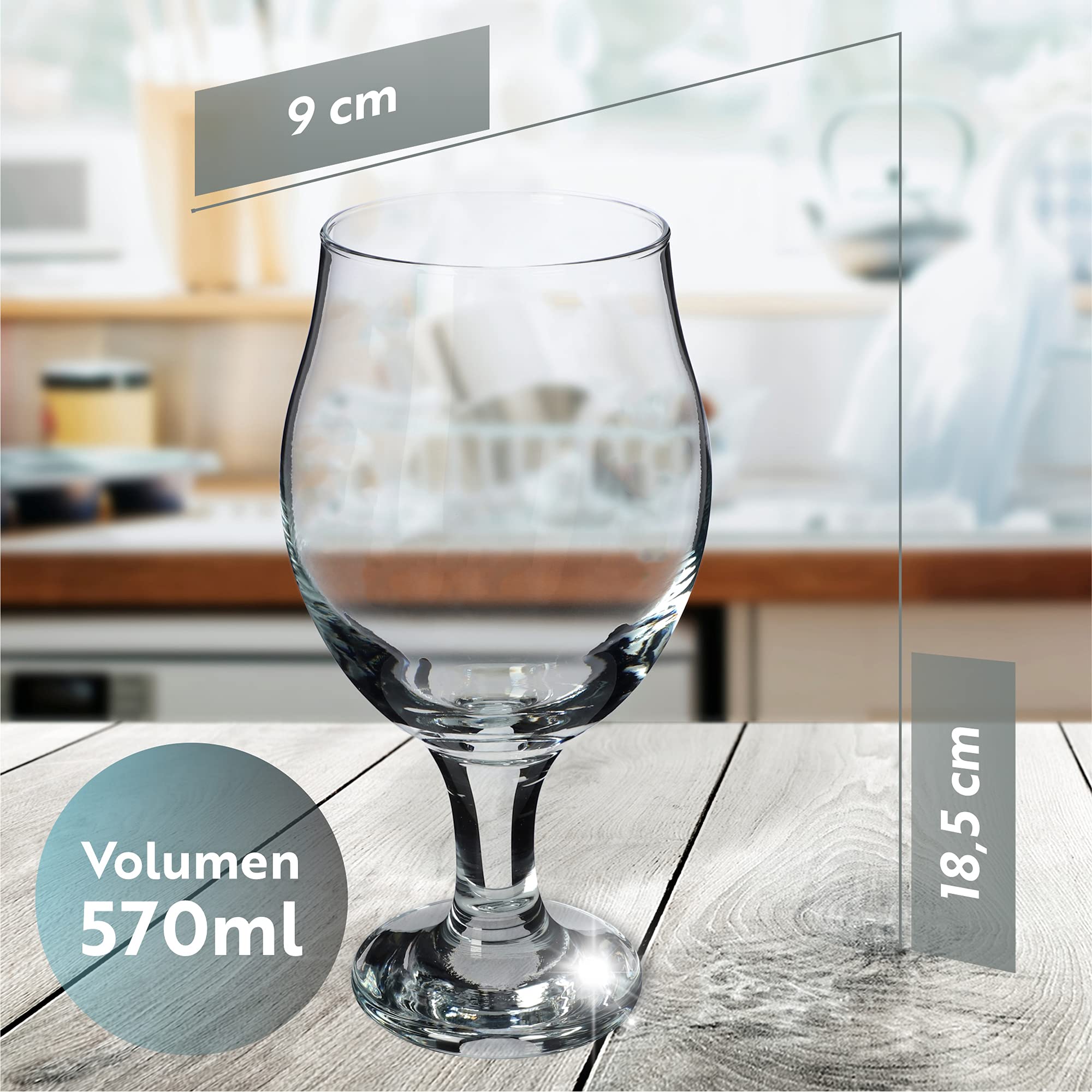 KADAX Zestaw 6 szt. Kieliszki do ginu 570 ml Tulipanowa czasza wzmacnia aromat, wysoka nóżka zapewnia wygodny chwyt, do serwowania ginu z tonikiem, koktajli i wody