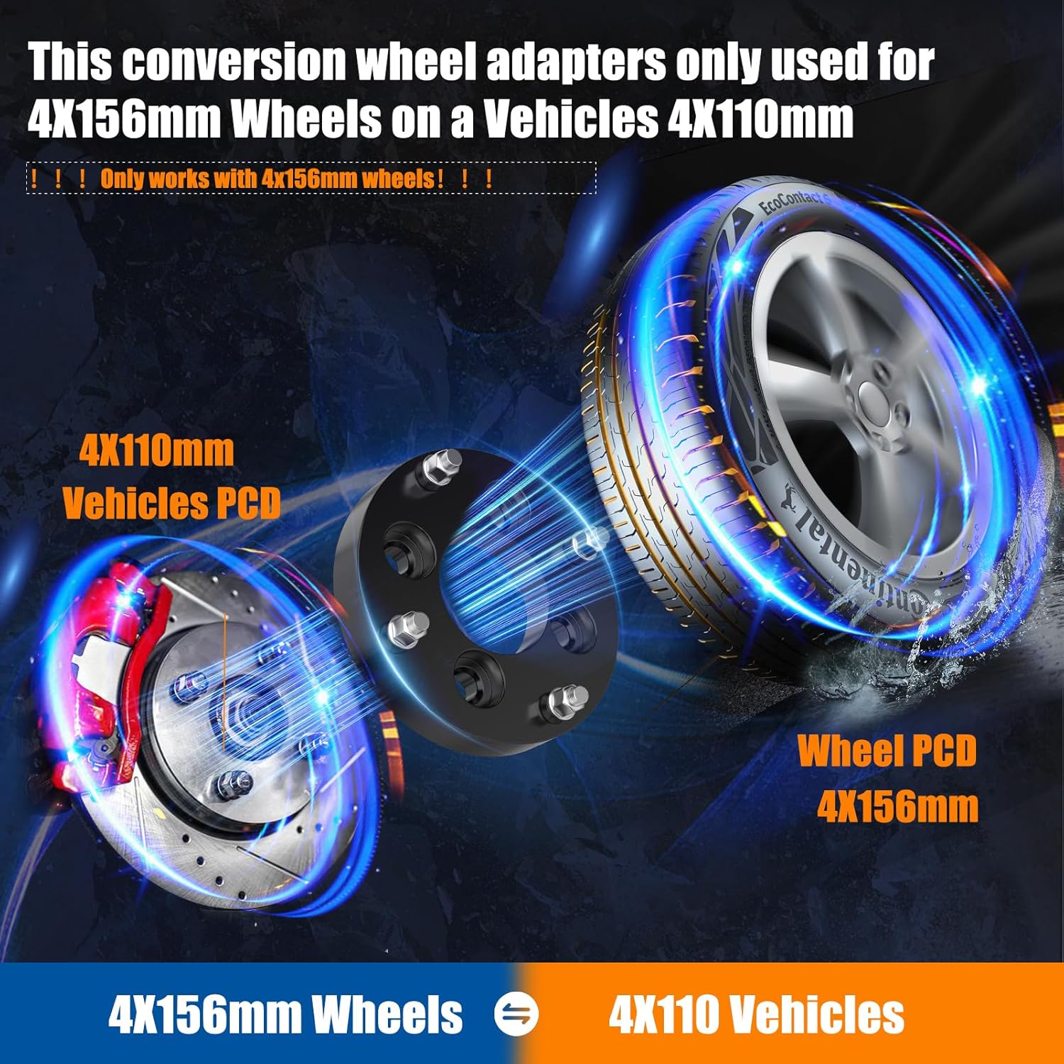 GAsupply 4x110 to 4x156 Wheel Adapters Fit for Pioneer 500 700-2 700-4 Big Red, 1 inch 25mm 4x110mm to 4x156mm ATV Wheel Spacer Adapter Black with 12x1.5 Studs 74.1mm Hub Bore, 4pcs