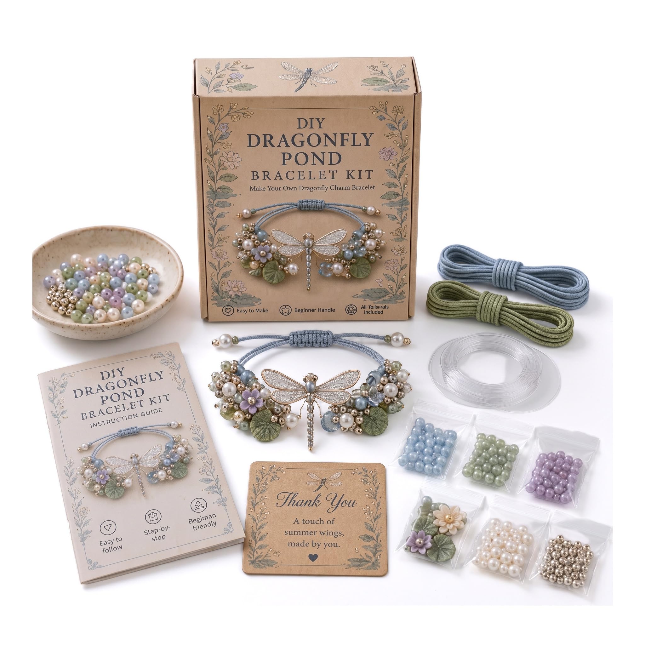 DIY Bracelet Making Kit Adult, 3d Beaded Kits for Beginners （Dragonfly）