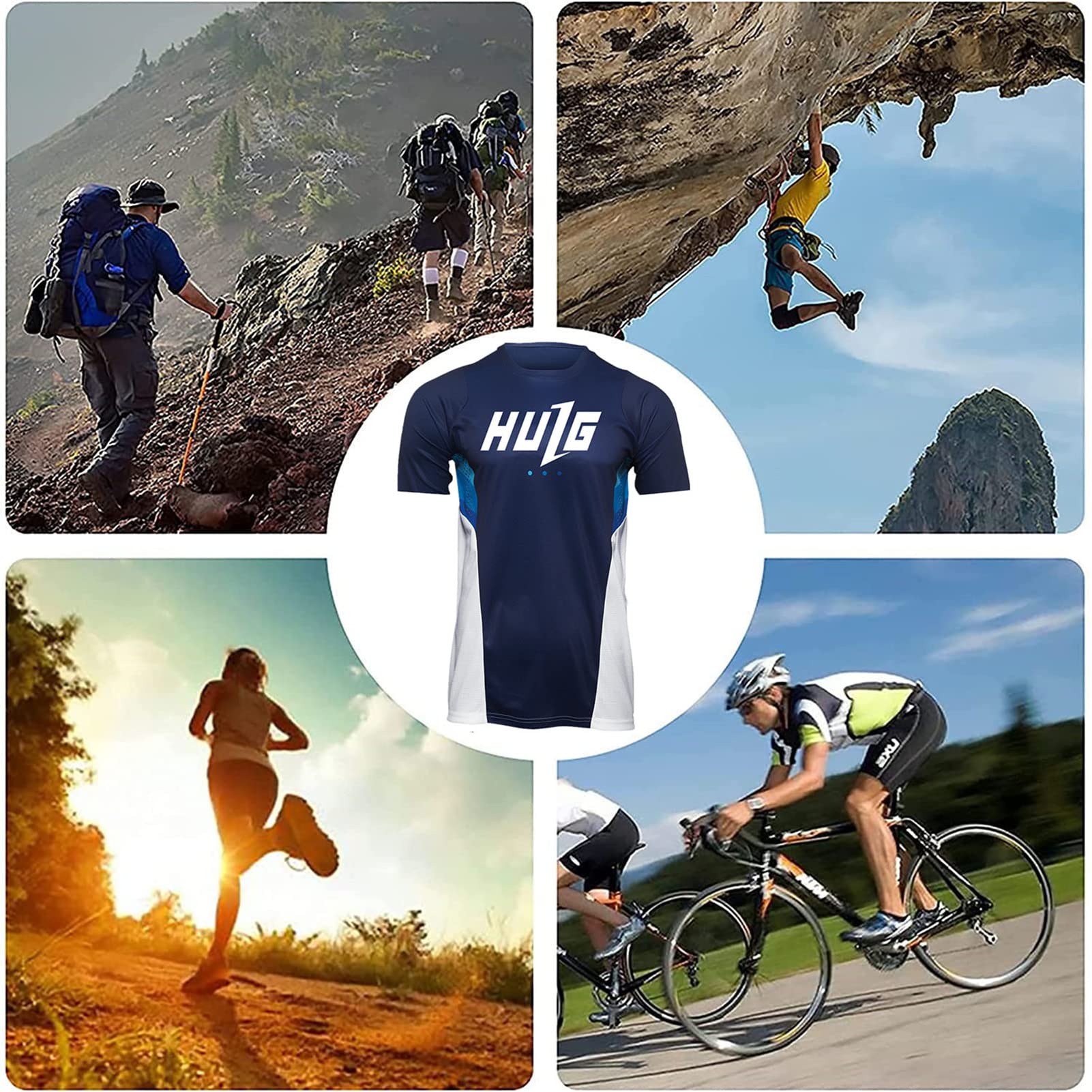HULG Maglia da Ciclismo Estivi Uomo Maniche Corte in Poliestere 100% Traspirante Asciugatura Rapida Skin-Friendly Magliette MTB per attività All'aperto