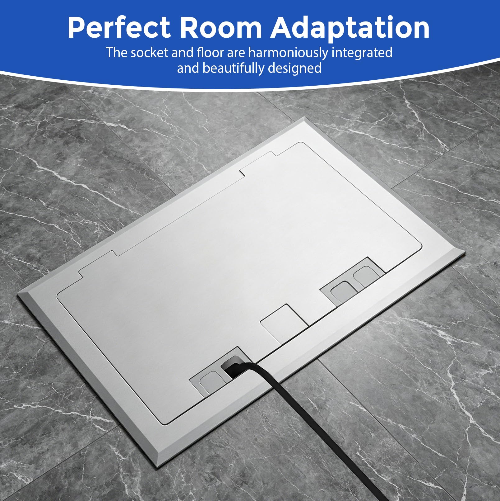 Scatola di Prese da Pavimento, Set di Scatola da Pavimento da Pavimento in Acciaio Inox 16A 4000W con 2 Prese AC & 1 USB-A & 1 USB-C, Presas da Incasso AC 250V a Scomparsa per Uffici, Hotel, Scuole | Presa da incasso a scomparsa, CA 250 V, con 2 prese AC