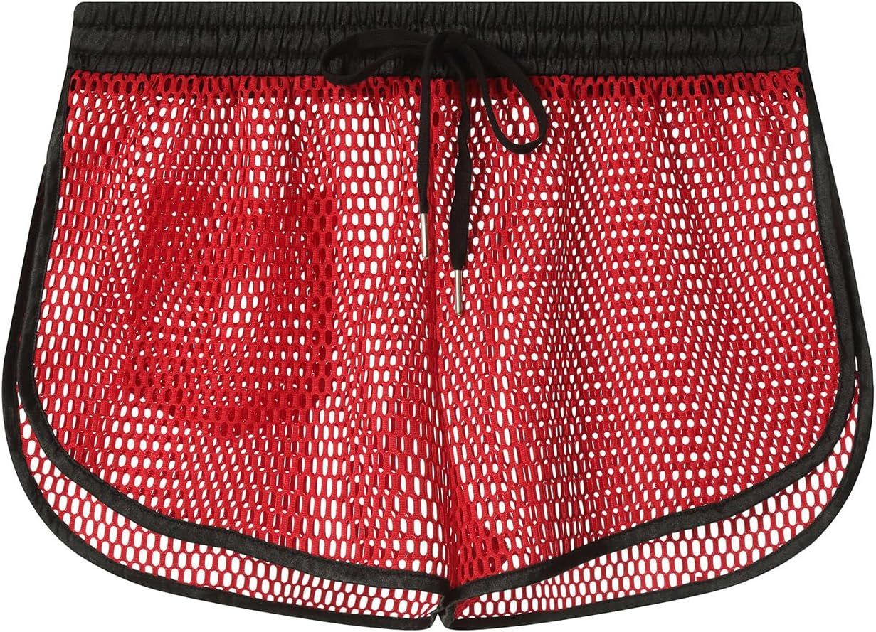 Mens Mesh Pajama Bottoms Sexy Boxer Shorts Hollow Out See Through Fishnet Boxers with Drawstring - Image 5