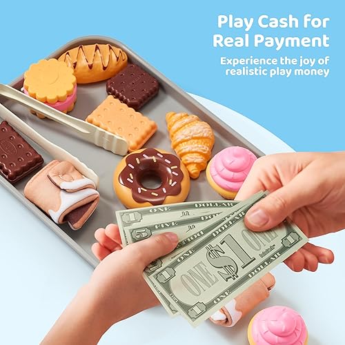 Miniatura 6 de lalalark Juego de alimentos para jugar con galletas, juguetes de simulación para niños, 17 piezas de juguetes de cocina con galletas de plástico,