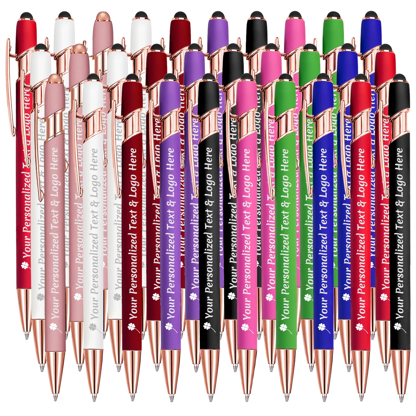 STREADVE Personalised Pen Add Your Own Logo Name Pens 30 Engraved Customised Ballpoint Pen Writing Stylus Pen Custom Business Hotel Reception Promotion Gift Unique Present