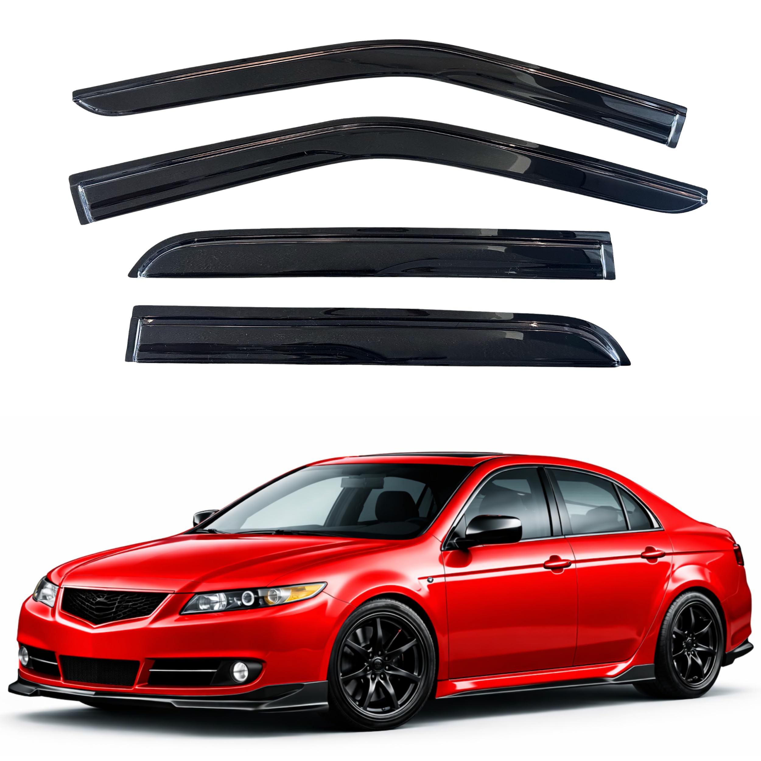 KPY Rain Guards Fit for 2004-2008 Acura TL, Out-Channel Window Visors Vent Wind Deflectors 4PC, Car Accessories for 04-08 Acura TL