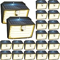 Vista 13 de Luces solares de movimiento para exteriores, luces solares ultra brillantes para valla con sensor de movimiento, luz de seguridad impermeable IP65