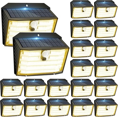 Miniatura 13 de CLAONER Luces solares para exteriores [126 LED], luces inalámbricas con sensor de movimiento, luces de seguridad impermeables IP65, 3 modos, ángulo