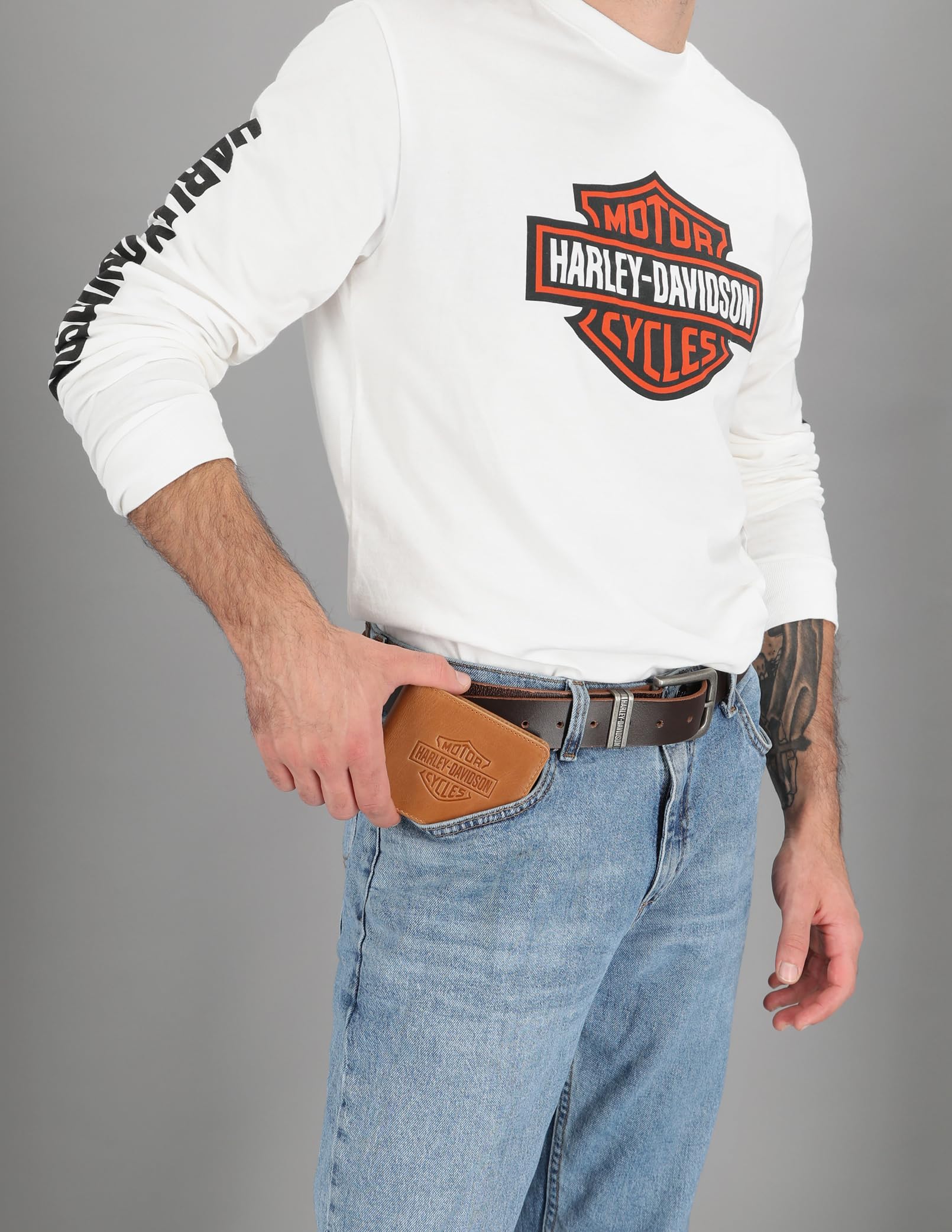 Harley Davidson Herren-Geldbörse aus Leder, RFID-blockierend, Geldbeutel