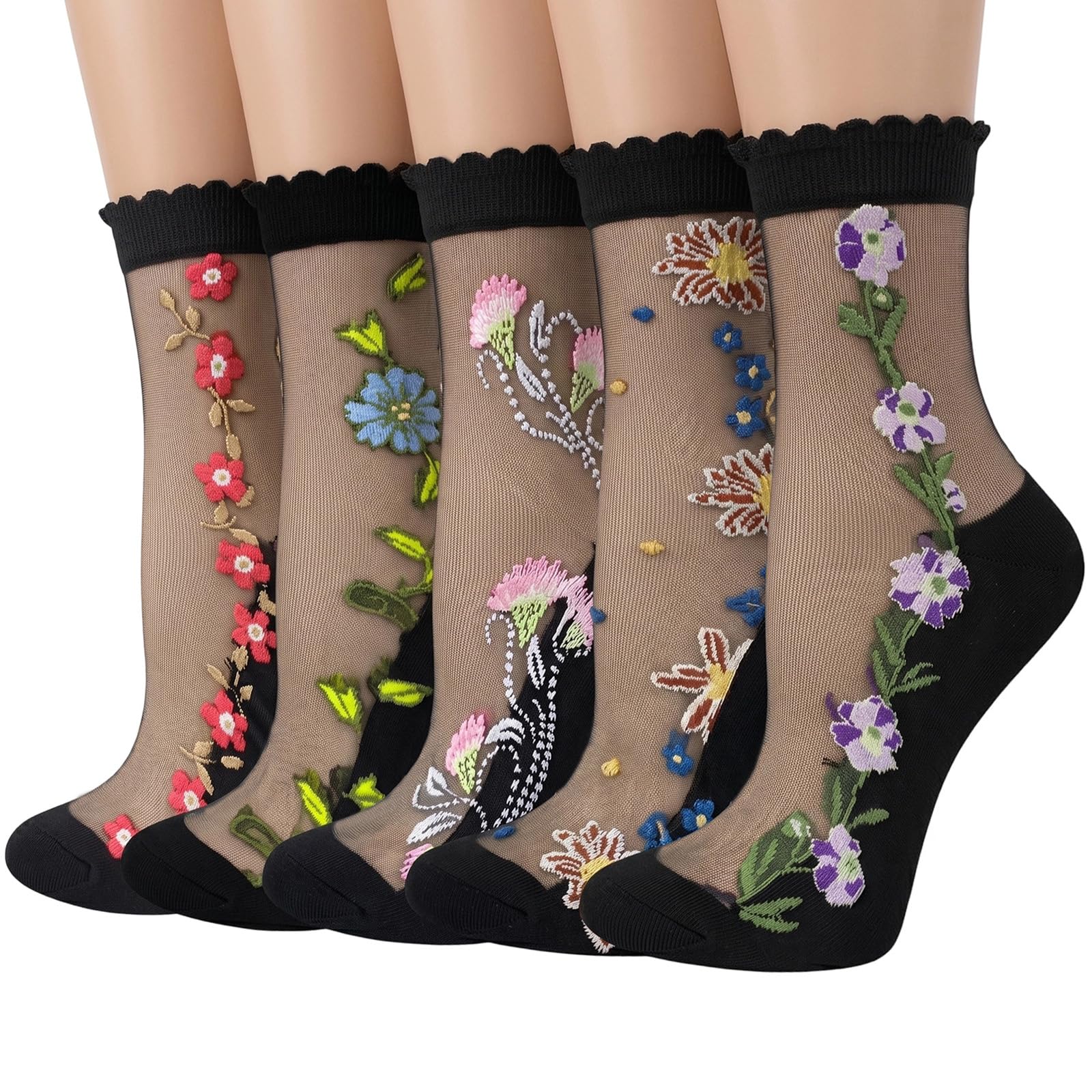 Cityelf Sheer Socks Ruffle Nylon Mesh