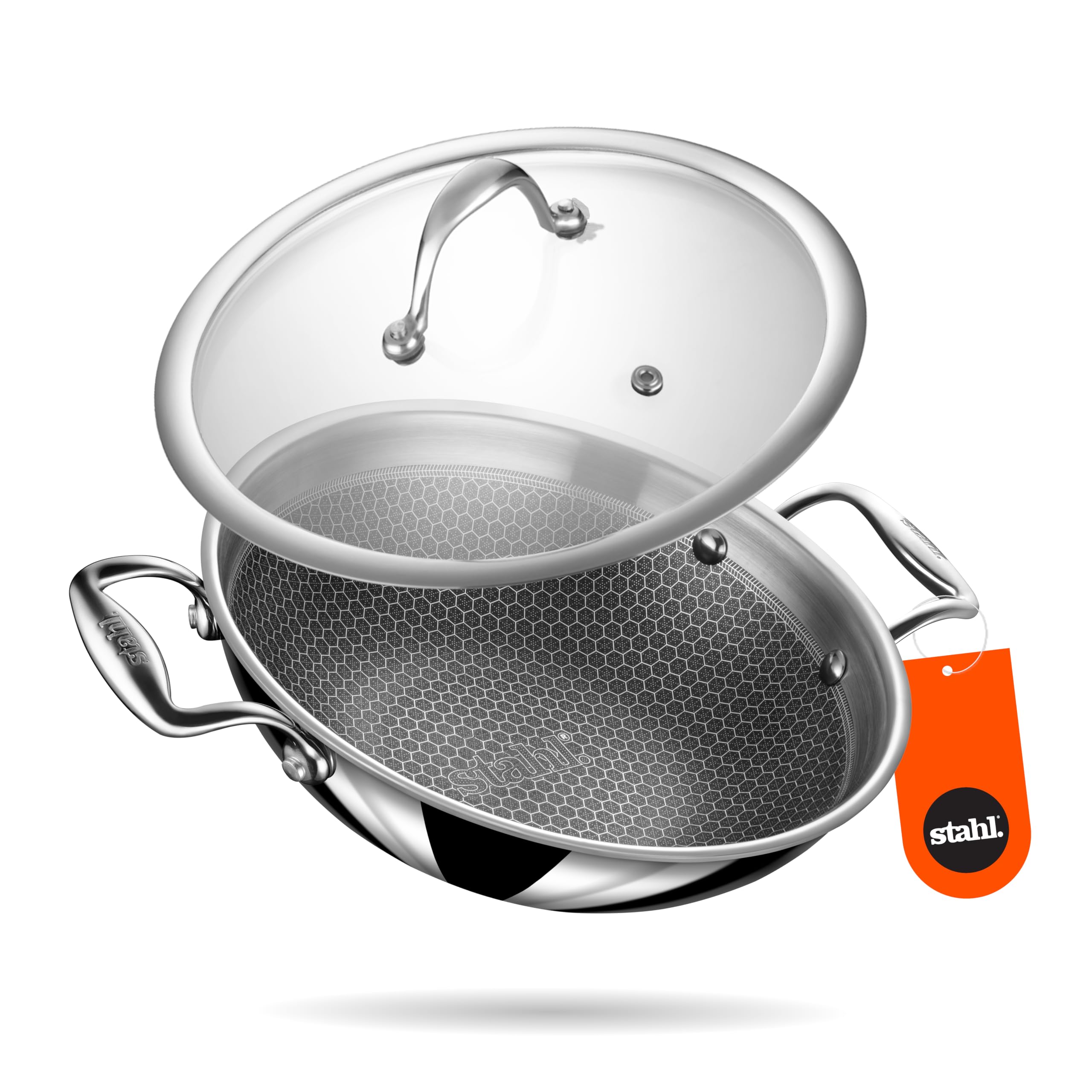 Stahl Artisan Hybrid 5.1 L, 30cm Triply Non Stick Kadhai with Lid, Stainless Steel Kadai for Cooking, Triply Kadhai Metal Spatula Friendly, Induction & Gas Stove Compatible discount deal