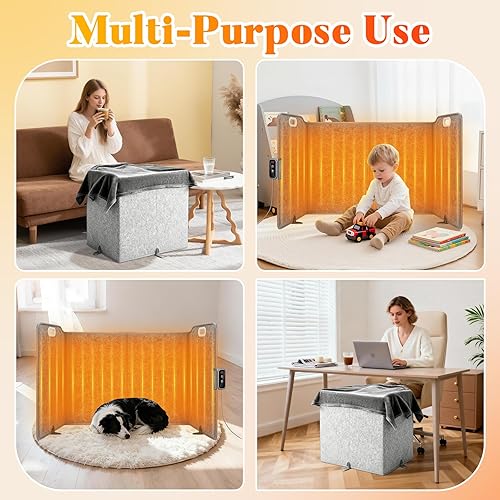 Miniatura 7 de Calentador para debajo del escritorio, calentador de piernas plegable con manta suave, calentador de pies debajo del escritorio para oficina y