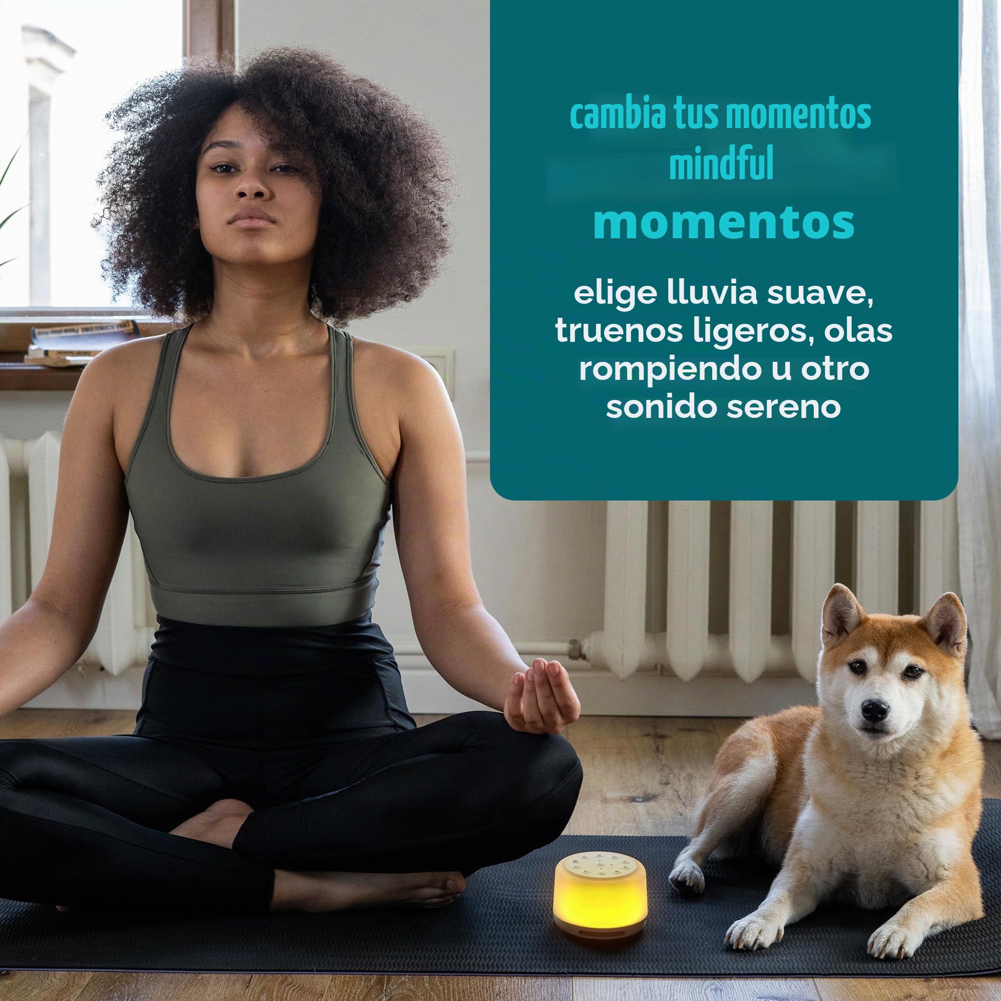 Homedics Soundsleep Aura - Máquina de Ruido Blanco Portátil, Ayuda para el Sueño de Bebés y Niños Pequeños, 14 Sonidos Naturales y 7 Sonidos de Meditación - Luz Nocturna Blanca con 7 Colores
