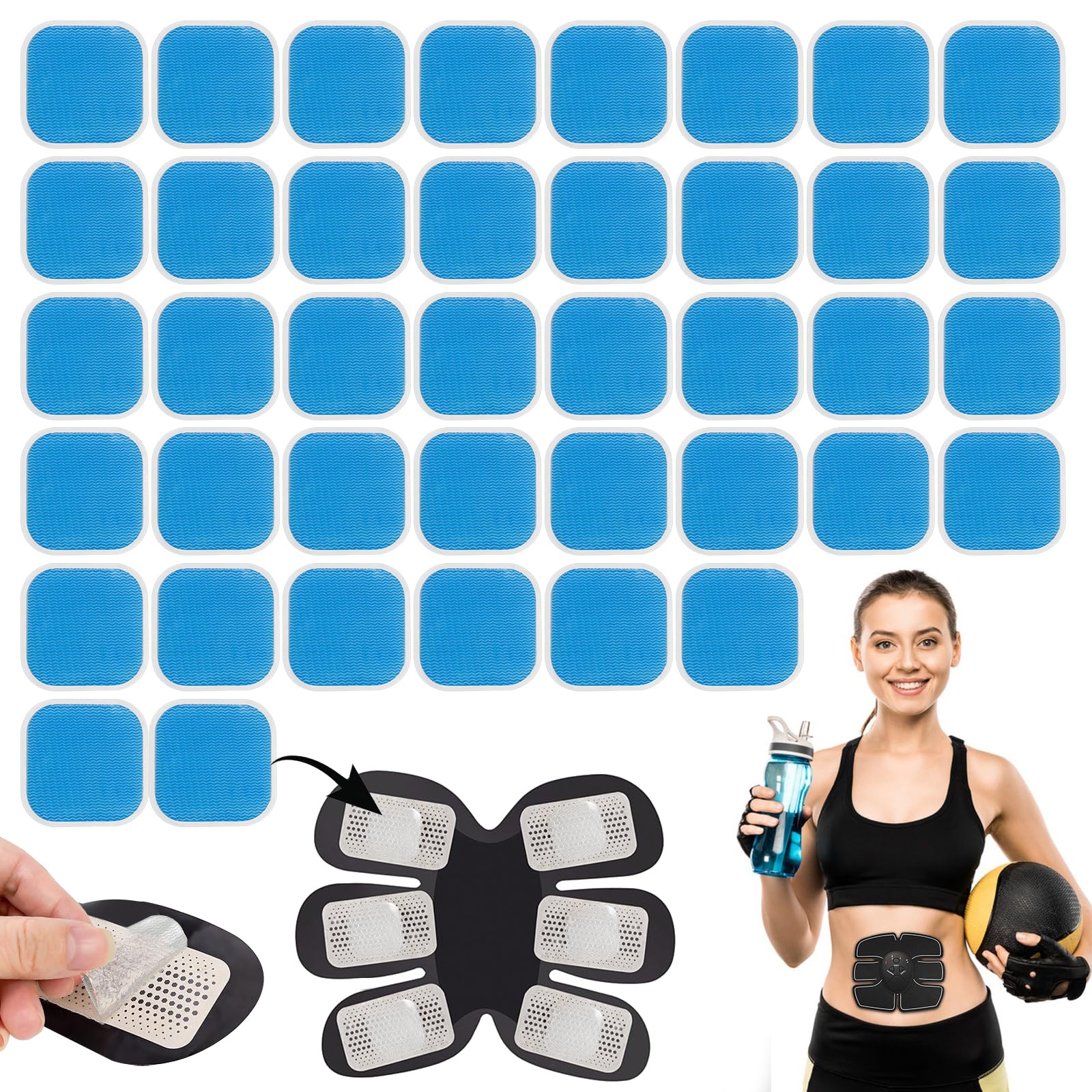 UVVRUR EMS Gel Pads – 40 Stück Ersatz-Elektroden Für Muskelstimulator, Bauchtrainer & EMS-Geräte, Selbstklebend, Wiederverwendbar