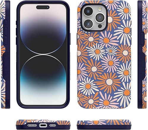 Vista 609 de Casely Funda para iPhone 15 Pro Jardín Secreto Flores mixtas Funda atrevida Compatible con MagSafe y botón de acción Jardín Secreto Floral