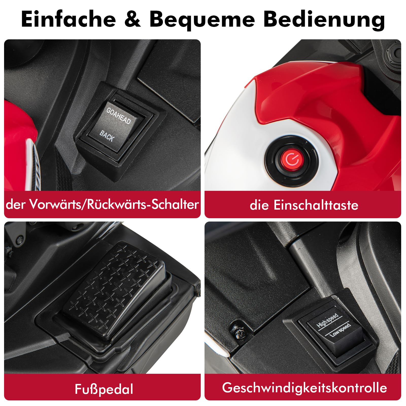 GOPLUS 6V BMW Kinder Elektromotorrad, Kindermotorrad mit Musik & Scheinwerfer für 3-8 Jahren, 3 km/h Kinderfahrzeug mit 3 Rädern & Fußpedal, Kinderdreirad bis 30 kg Belastbar (Rot)