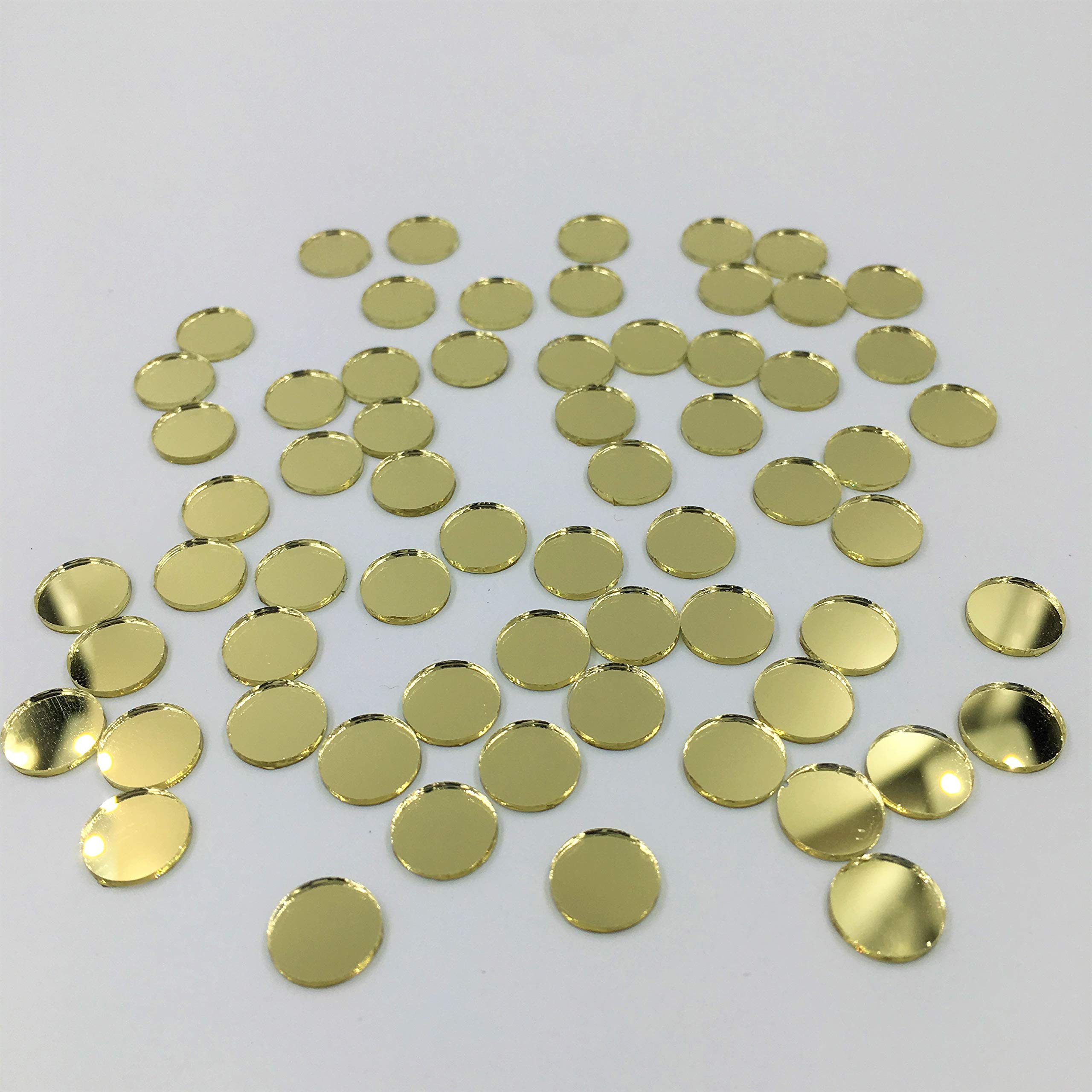 38'' Round Glass Mirror Mosaic Tiles Gold Coat Craft Mirror Circles Bulk 200 Pieces (Dia 1CM)