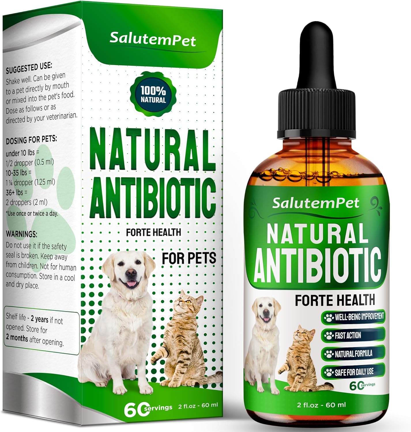 Natural Antibiotics for Dogs to Help with Allergies and UTIs | Kennel Cough Medicine for Dogs | Cat Antibiotics for Infection | Herbal Supplement is Excellent for All Breeds and Ages | 2 oz