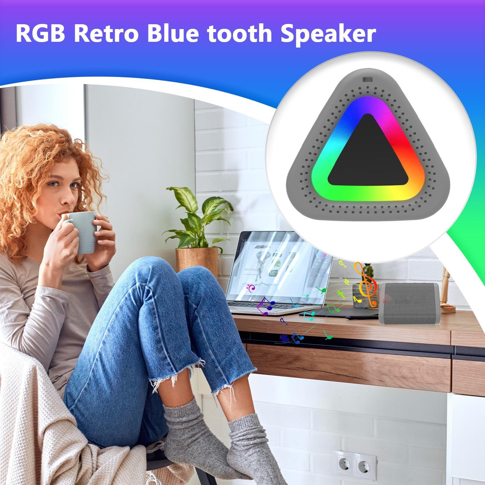 Wireless Speakers - Outdoor Wireless Speakers with RGB Light | Stereo Sound, Touch Control Tech Gadgets, Battery Life Electronics for Kitchen Cooking Camping Travel