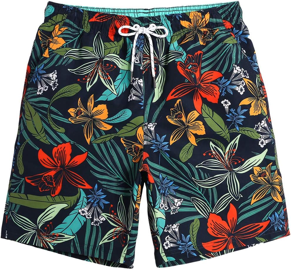 Mens Slim Fit Swim Shorts Swim Trunks 7 inch Quick Dry Mens Bathing Suits with Mesh Lining