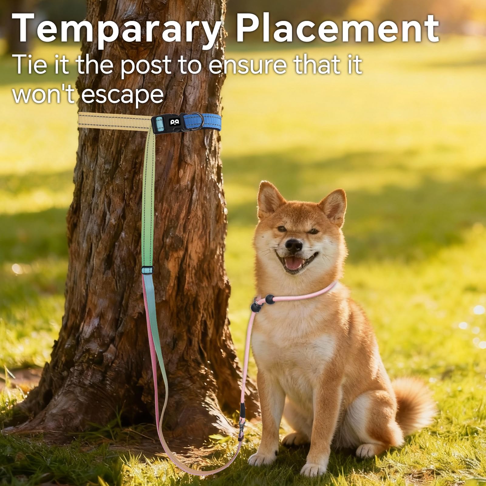 QQPETS Laisse réglable pour chien, mains libres, pour promener le chien, laisse de dressage réfléchissante avec pivot à 360° anti-nœuds, longueur de 1,2 à 2,1 m pour toutes les races