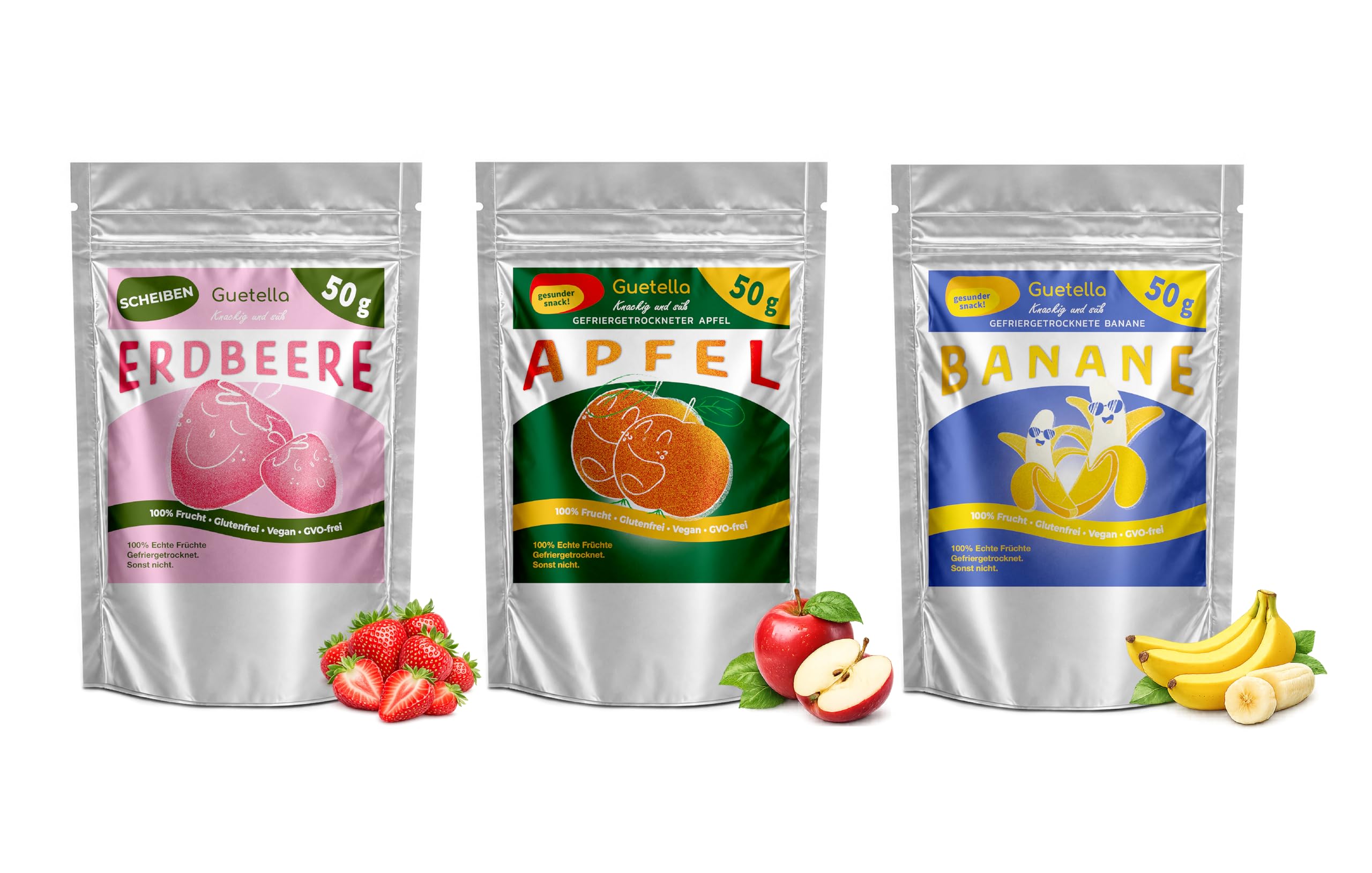 Gefriergetrocknete Erdbeeren, Obst in Scheiben, 100% Trockenfrüchte, natürlich, frei von Zusatzstoffen, höchste Qualität, Erdbeerchips, vegan, Snacks, reines Obst