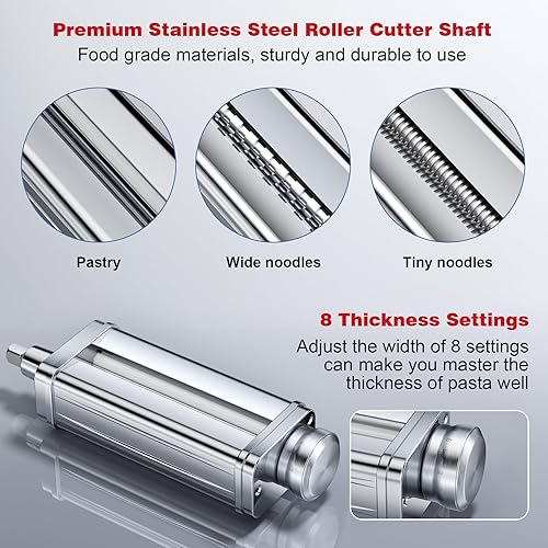 Miniatura 2 de GuanQiao Juego de accesorios para hacer pasta se adapta a todas las batidoras de pie KitchenAid, juego de rodillos y cortadores de 3 piezas KSMPRA.