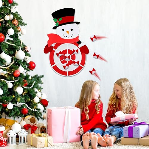 Miniatura 6 de Juego de mesa de dardos de Navidad para niños, muñeco de nieve de Navidad, con 6 bolas adhesivas, juego de dardos de Navidad para interiores y