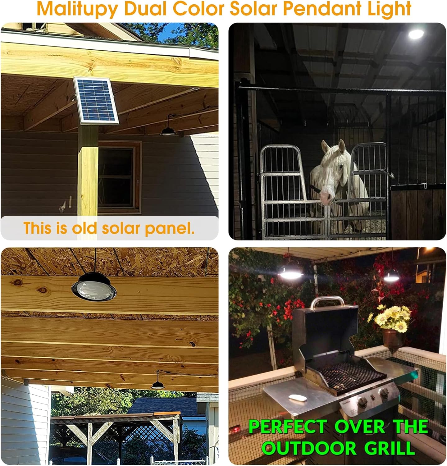 Solar Pendant Lights Indoor Outdoor 2 Pack, Daytime Dimmable 120LED Cool/Warm White Solar Shed Lights with ON/Off Switch & Remote, Waterproof Barn Lights for Patio, Porch, Chicken Coop