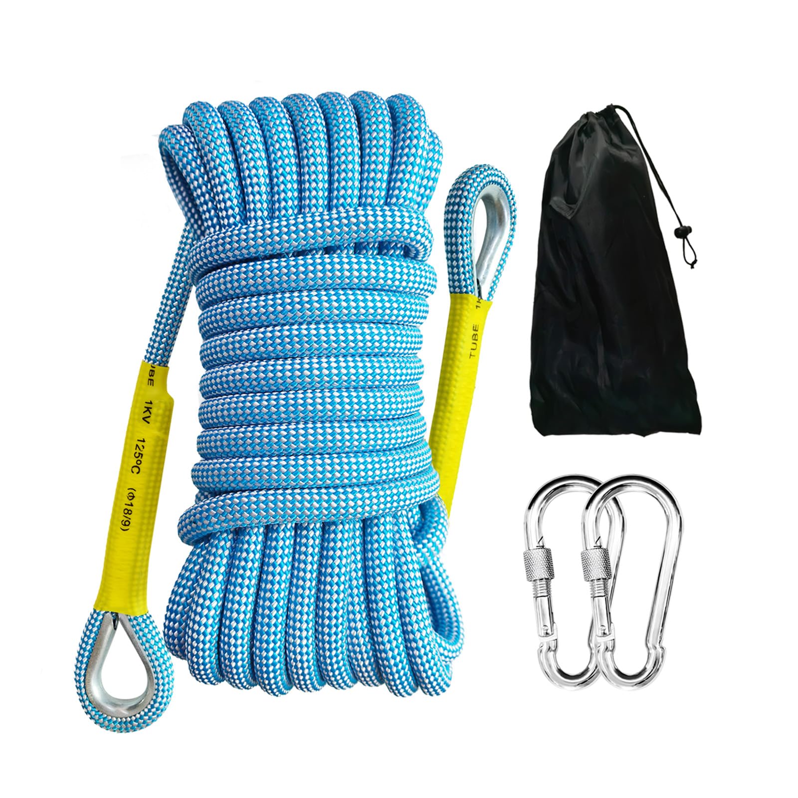 HUtzpah 10mm 10m (32Ft) Static Climbing Rope,Low Stretch, Blue