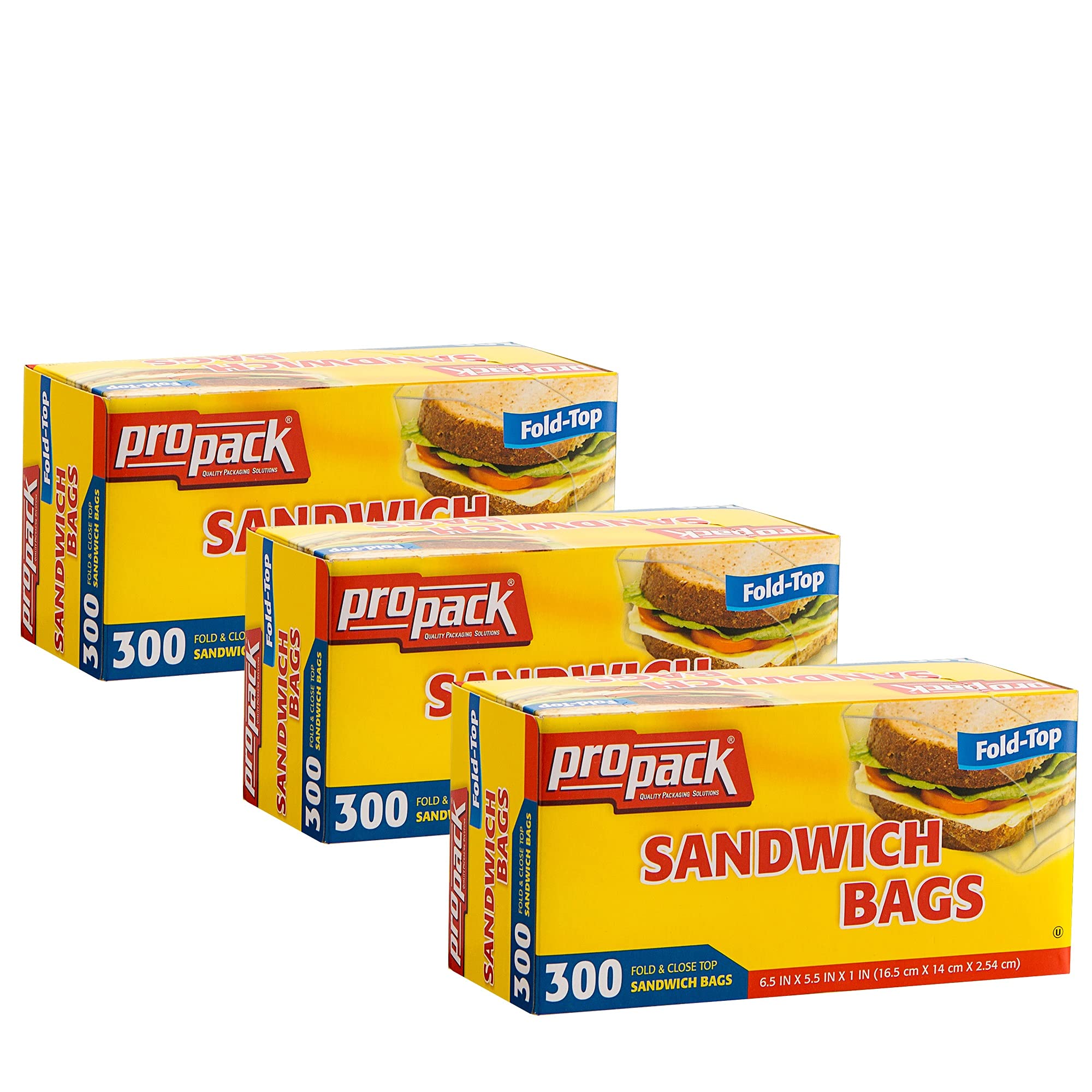 ProPack Disposable Plastic Sandwich Bags With Fold Close Top 900 Bags, Great For Home, Office, Vacation, Traveling, Sandwich, Fruits, Nuts, Cake,