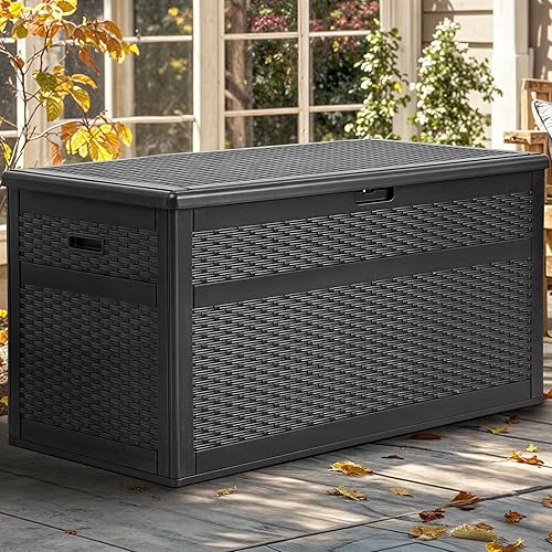 YITAHOME 230 Gallon Large Deck Box with Divider & Side Handles, Outdoor Double-Wall Storage for Patio Furniture Cushions, Garden Pool Accessories, Water Resistant & Lockable
