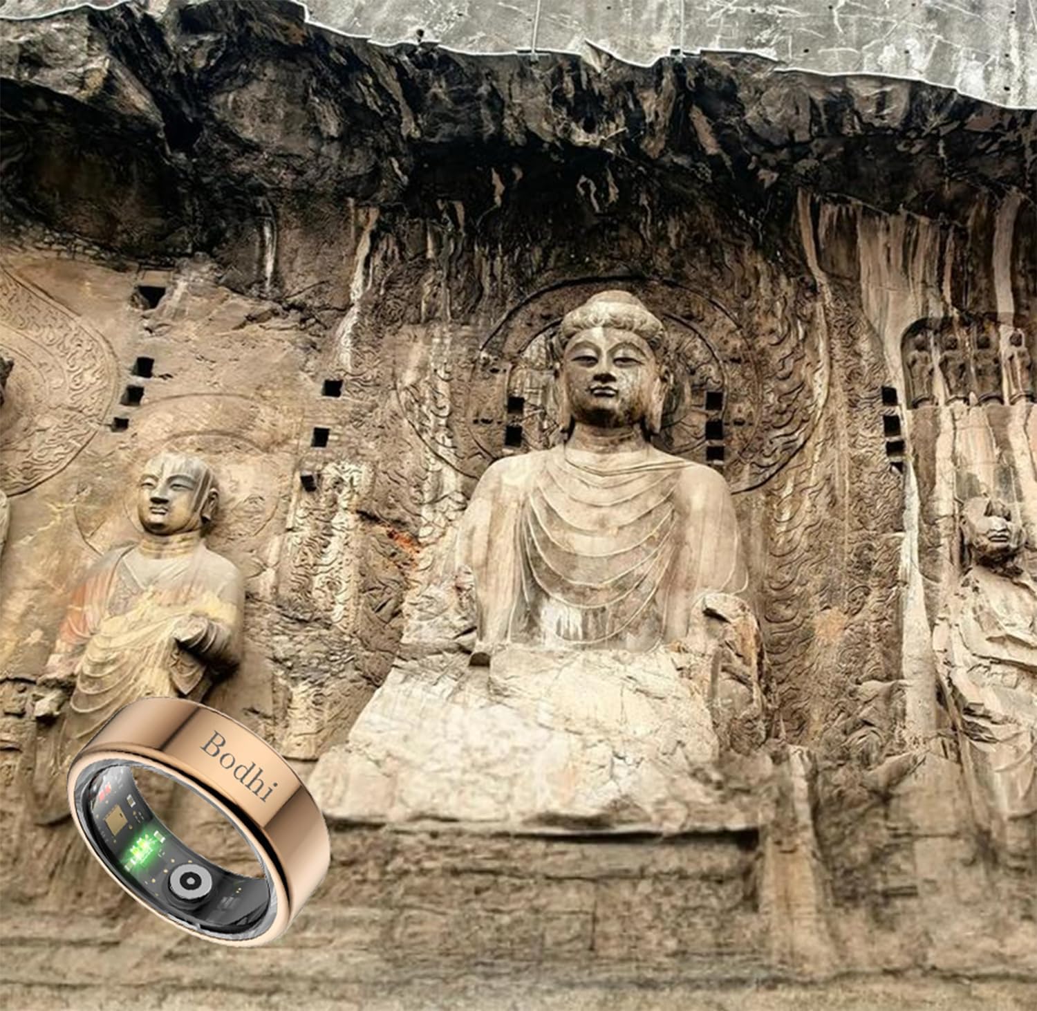 Bodhi Smart Ring – Your All-in-One Wellness Companion, Sleep/Fitness/Stress/HR/BP Tracker. App, iOS & Android Compatible (Gold, 8)