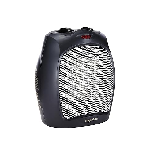 heater🥶 Amazon Basics Calefactor de cerámica, 1800 W, con termostato ajustable, Negro - Negro - Non-Oscillating