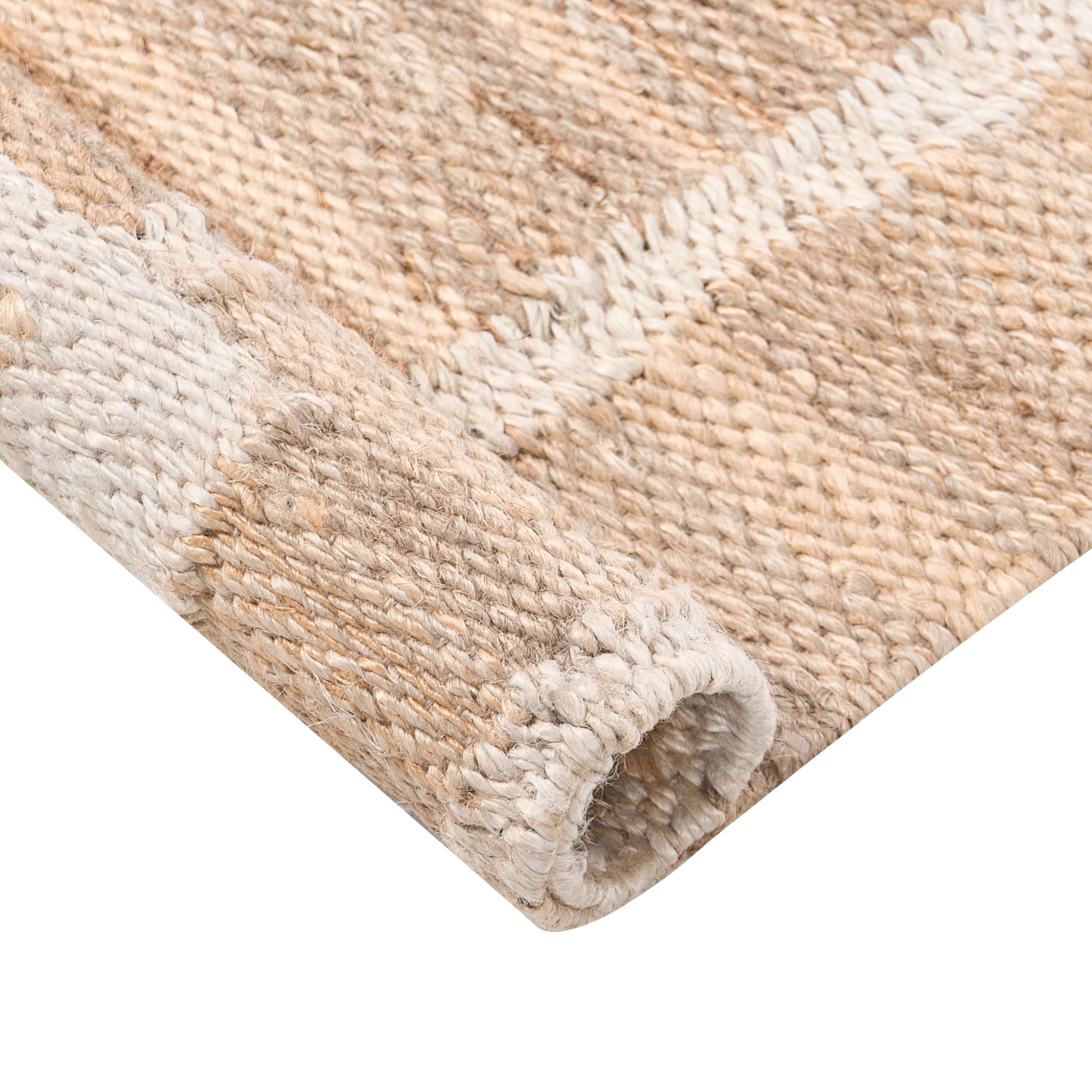 Chodnik z juty prostokątny z wzorem 80 x 300 cm pleciony rustykalny salon sypialnia jasnobeżowy Gondia