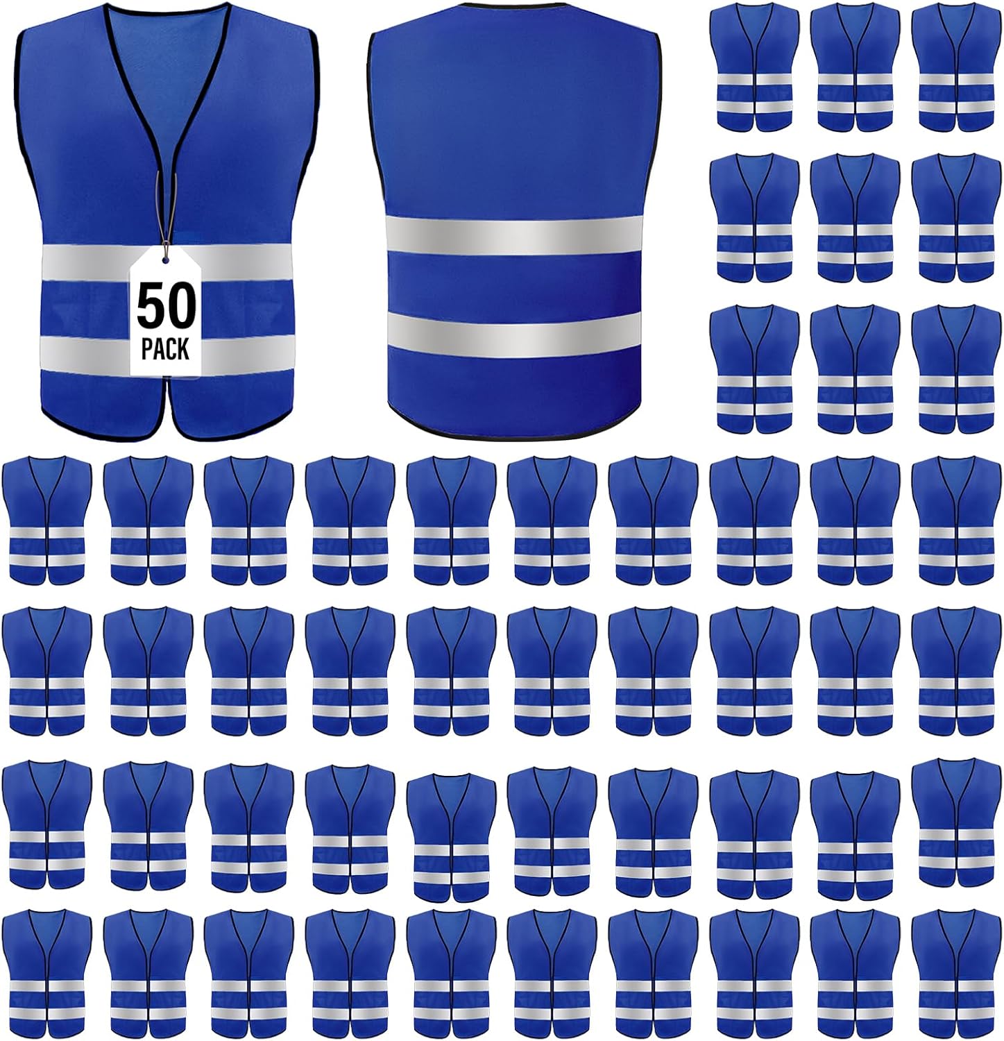 Safety Vests,High Visibility Construction Vest with 2 Reflective Strips,Working Vest for Outdoor at Night One Size 50