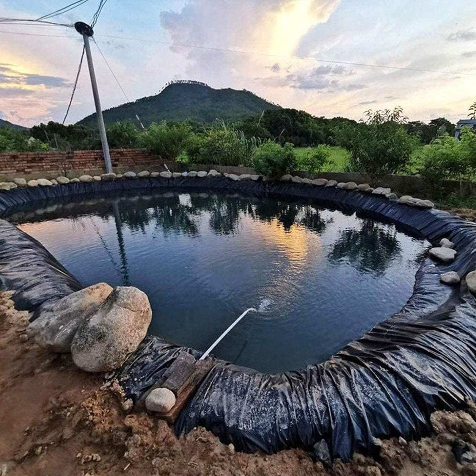Revestimiento para estanques de polietileno de alta densidad de 0,16 mm de grosor, alta resistencia al agua, ideal para agricultura, estanques de peces, estanques de loto y acuicultura, tamaño 15 x 3