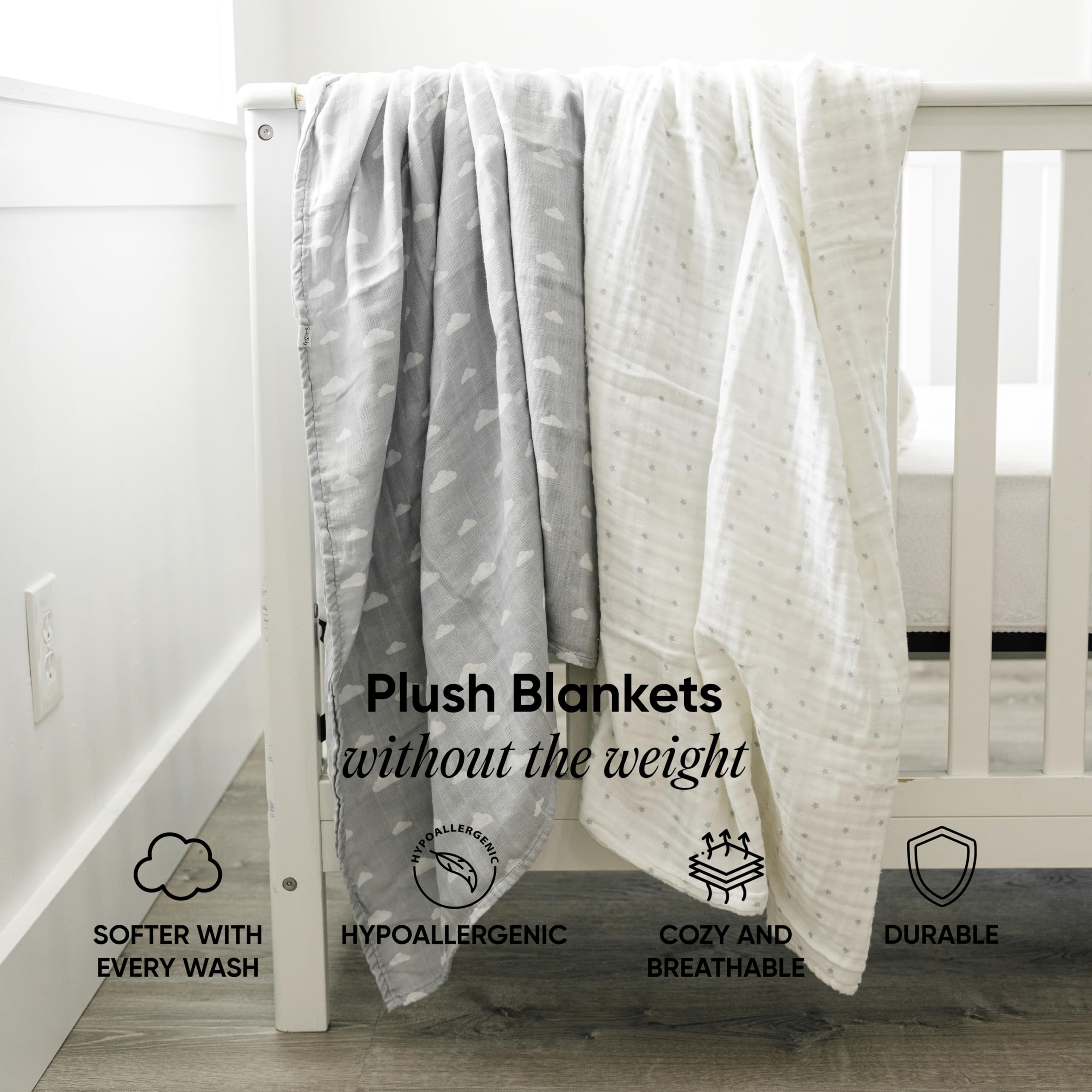 Ouch Baby Ultra-Soft 4-Layer Muslin Swaddle Blanket (2-Pack) – Pre-Washed, Breathable Baby Quilt For Newborns & Toddlers