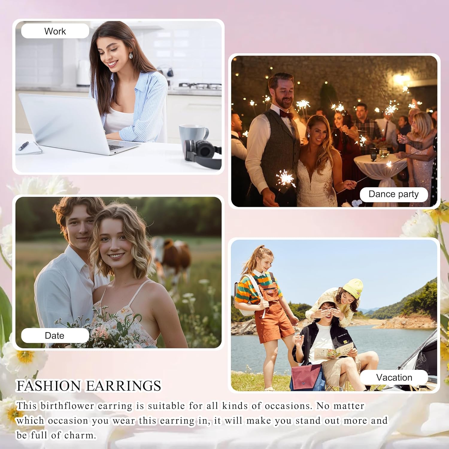 Silver Teardrop Dangle Earrings for Women Dainty Silver Drop Flower Boho Earrings Hypoallergenic Birthday Gifts for Women Vintage Jewelry - Image 5